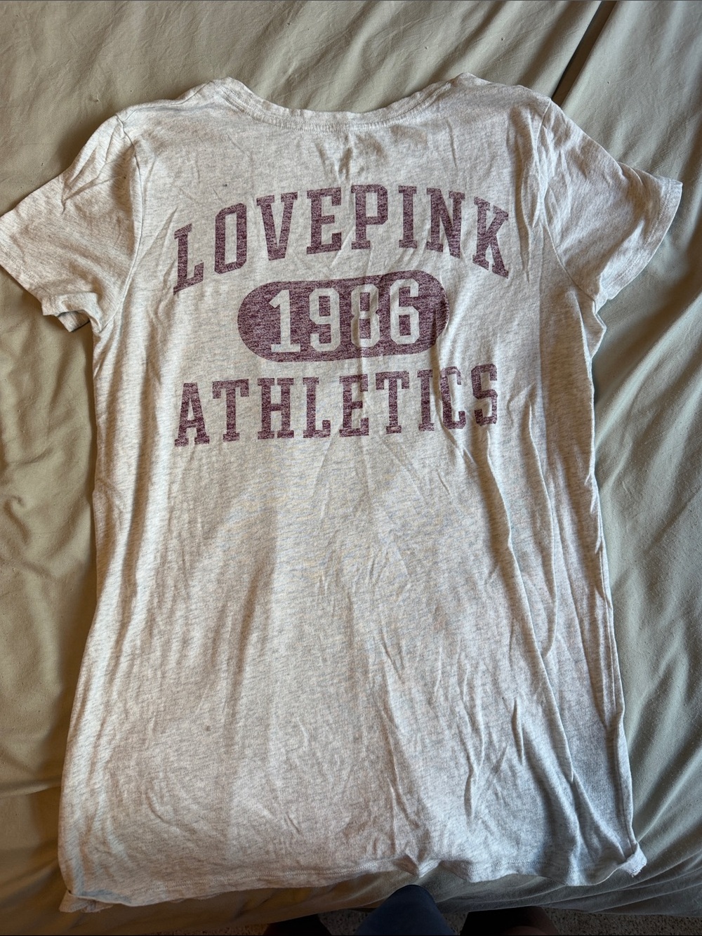 PINK Victoria's Secret 1986 Athletics Tee - White with Pink Print